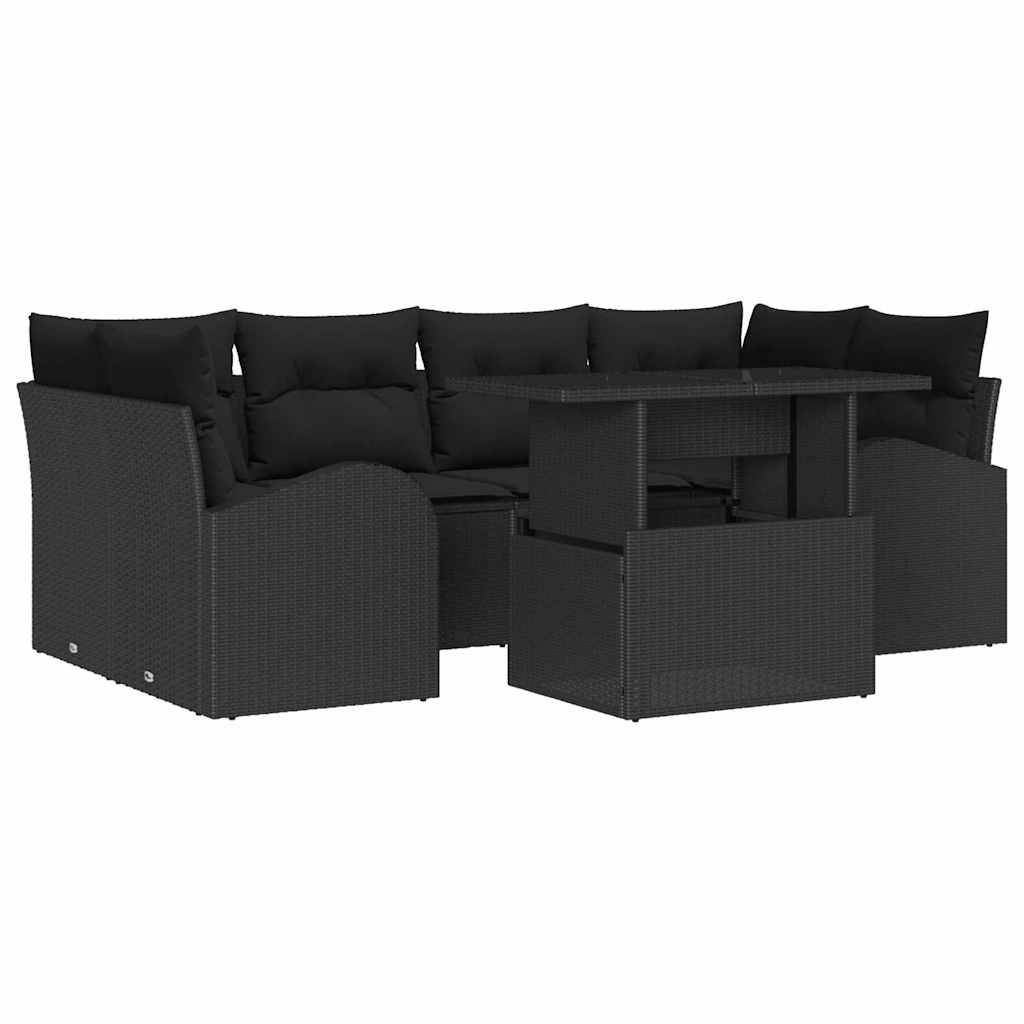 8721158986931_wbg-an-m_en_hd_5 vidaXL Garden Sofa Set with Cushion 7 pcs Black Poly rattan - Image 2