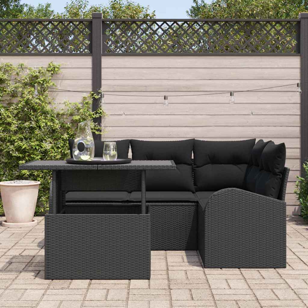8721158987532_mo-im_en_hd_2 vidaXL Garden Sofa Set with Cushion 5 pcs Black Poly rattan - Image 3