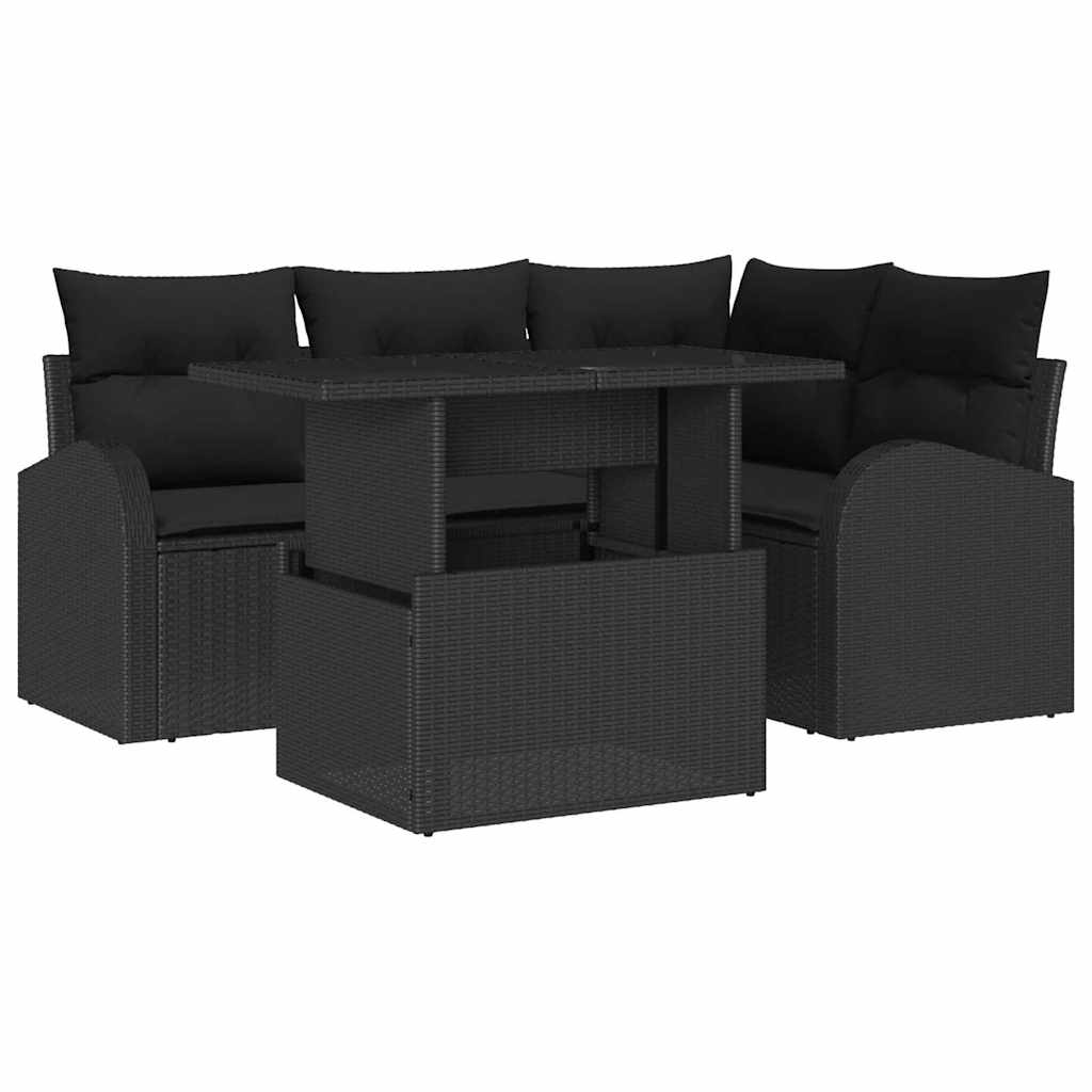 8721158987532_wbg-an-m_en_hd_5 vidaXL Garden Sofa Set with Cushion 5 pcs Black Poly rattan - Image 2