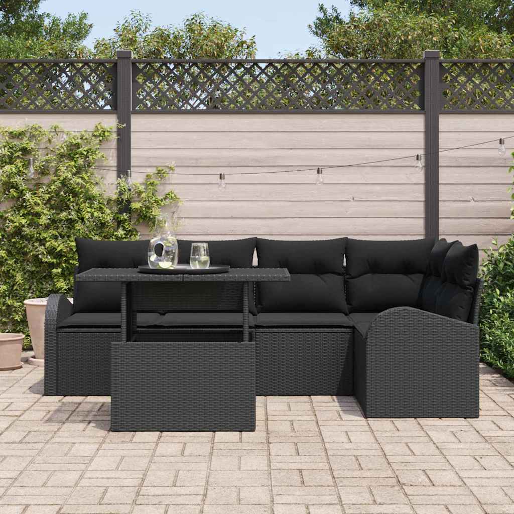 8721158987631_mo-im_en_hd_2 vidaXL Garden Sofa Set with Cushion 6 pcs Black 100 x 55 x 73 cm - Image 3