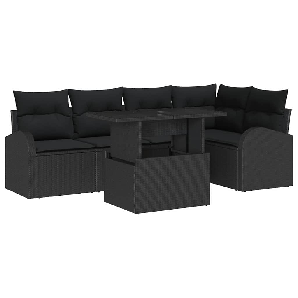 8721158987631_wbg-an-m_en_hd_5 vidaXL Garden Sofa Set with Cushion 6 pcs Black 100 x 55 x 73 cm - Image 2