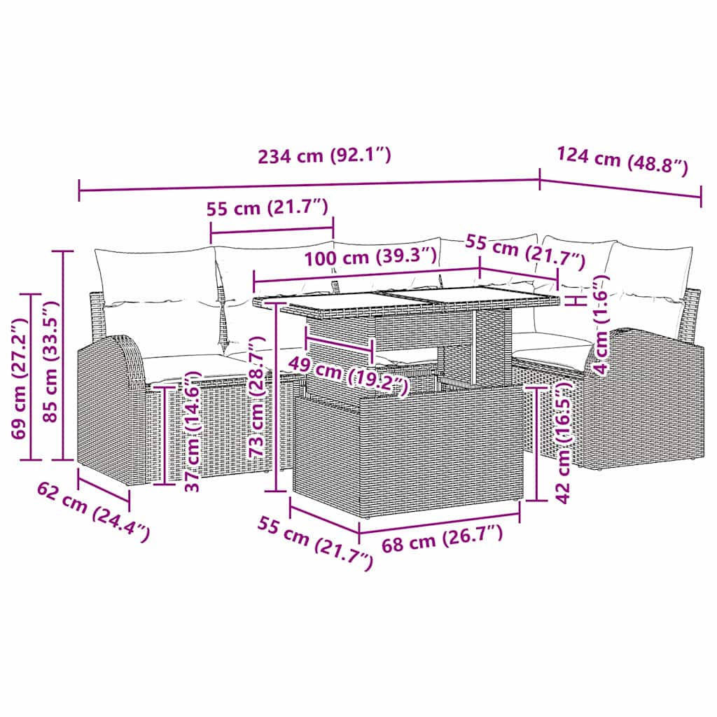 8721158987631_wbg-siz_en_hd_1 vidaXL Garden Sofa Set with Cushion 6 pcs Black 100 x 55 x 73 cm - Image 11