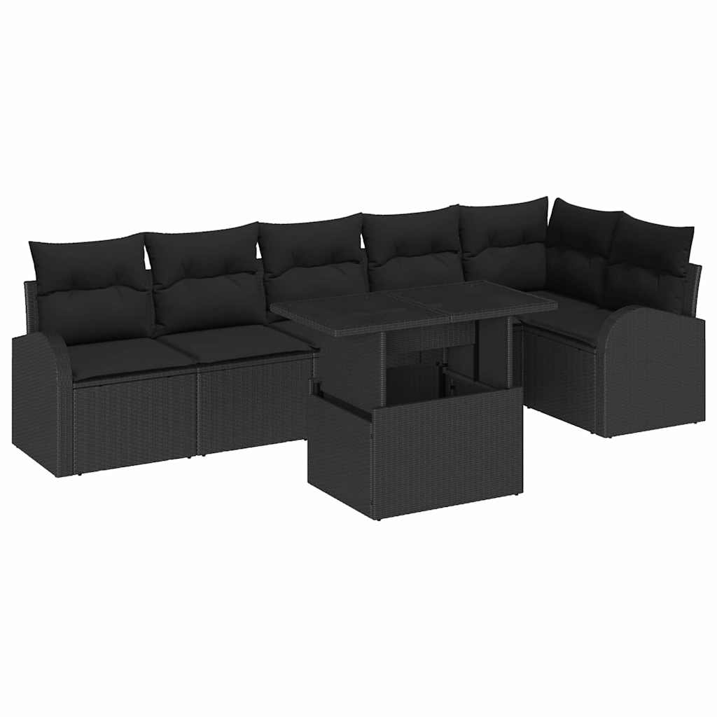 8721158987730_wbg-an-m_en_hd_5 vidaXL Garden Sofa Set with Cushion 7 pcs Black 100 x 55 x 73 cm - Image 2