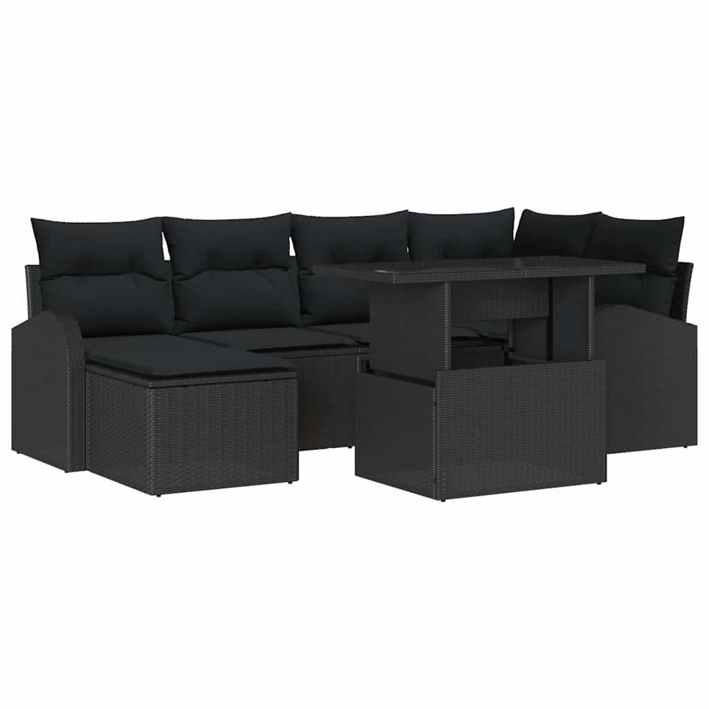 8721158987938_wbg-an-m_en_hd_6 vidaXL Garden Sofa Set 7 pcs Black Poly rattan, powder-coated steel - Image 2