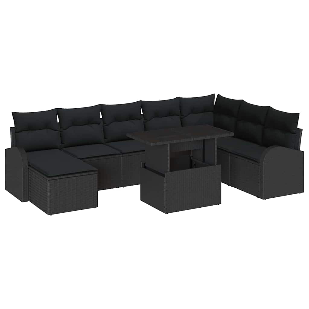 8721158988133_wbg-an-m_en_hd_6 vidaXL Garden Sofa Set 9 pcs Black Poly rattan, powder-coated steel - Image 2