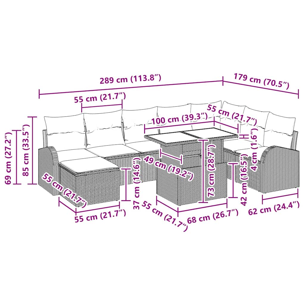 8721158988133_wbg-siz_en_hd_1 vidaXL Garden Sofa Set 9 pcs Black Poly rattan, powder-coated steel - Image 12