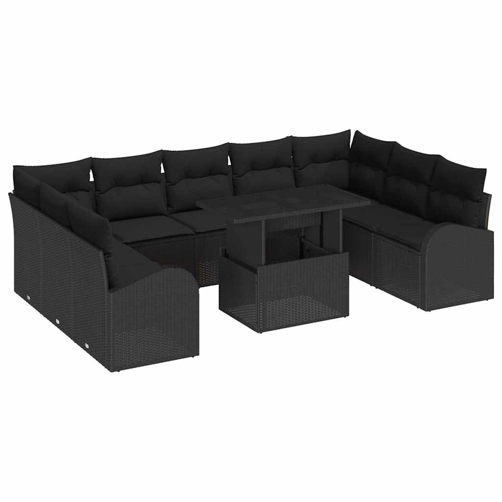 8721158988232_wbg-an-m_en_hd_5 vidaXL Garden Sofa Set with Cushion 10 pcs Black 100 x 55 x 73 cm - Image 2