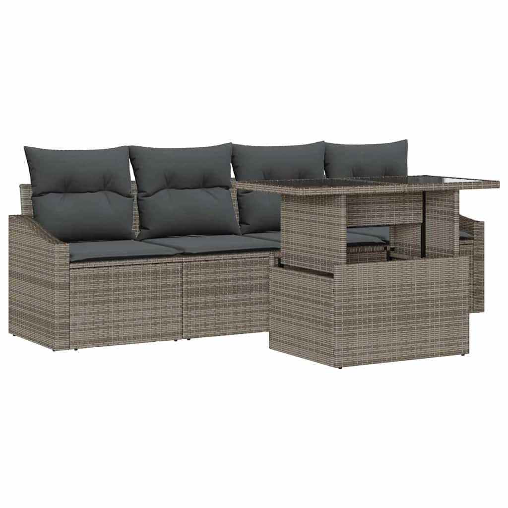 8721158990198_wbg-an-m_en_hd_4 vidaXL Garden Sofa Set with Cushion 5 pcs Grey 100 x 55 x 73 cm - Image 2