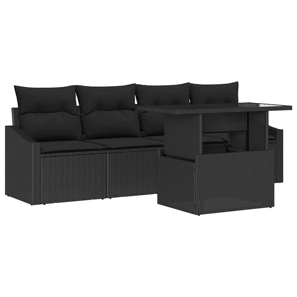 8721158990235_wbg-an-m_en_hd_4 vidaXL Garden Sofa Set with Cushion 5 pcs Black 100 x 55 x 73 cm - Image 2