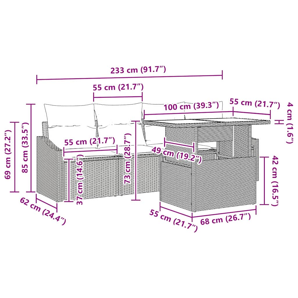 8721158990235_wbg-siz_en_hd_1 vidaXL Garden Sofa Set with Cushion 5 pcs Black 100 x 55 x 73 cm - Image 9