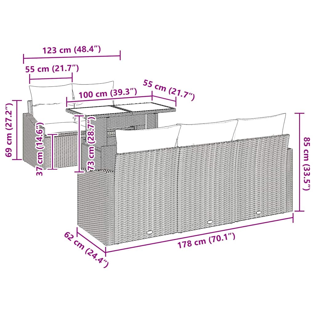 8721158990334_wbg-siz_en_hd_1 vidaXL Garden Sofa Set with Cushion 6 pcs Black 100 x 55 x 73 cm - Image 10