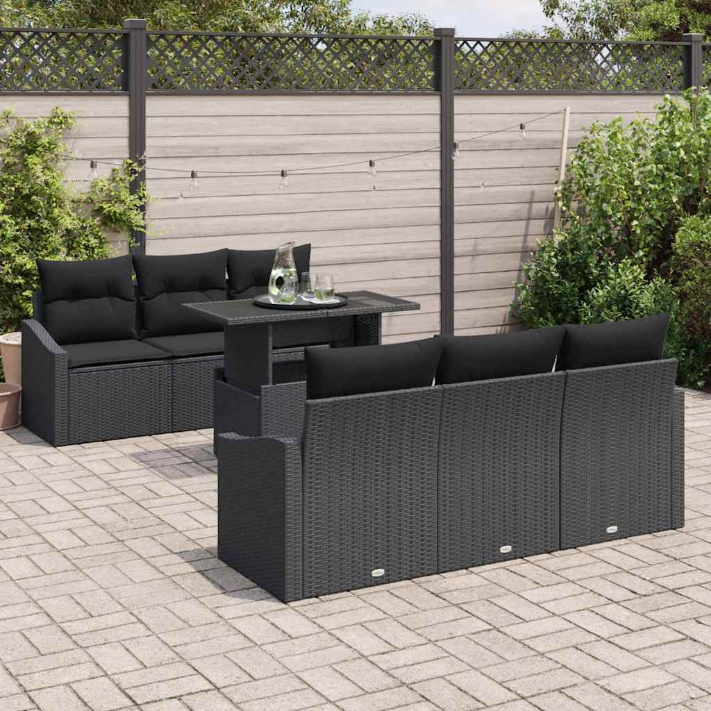 8721158990433_mo-im_en_hd_2 vidaXL Garden Sofa Set with Cushion 7 pcs Black 100 x 55 x 73 cm - Image 3