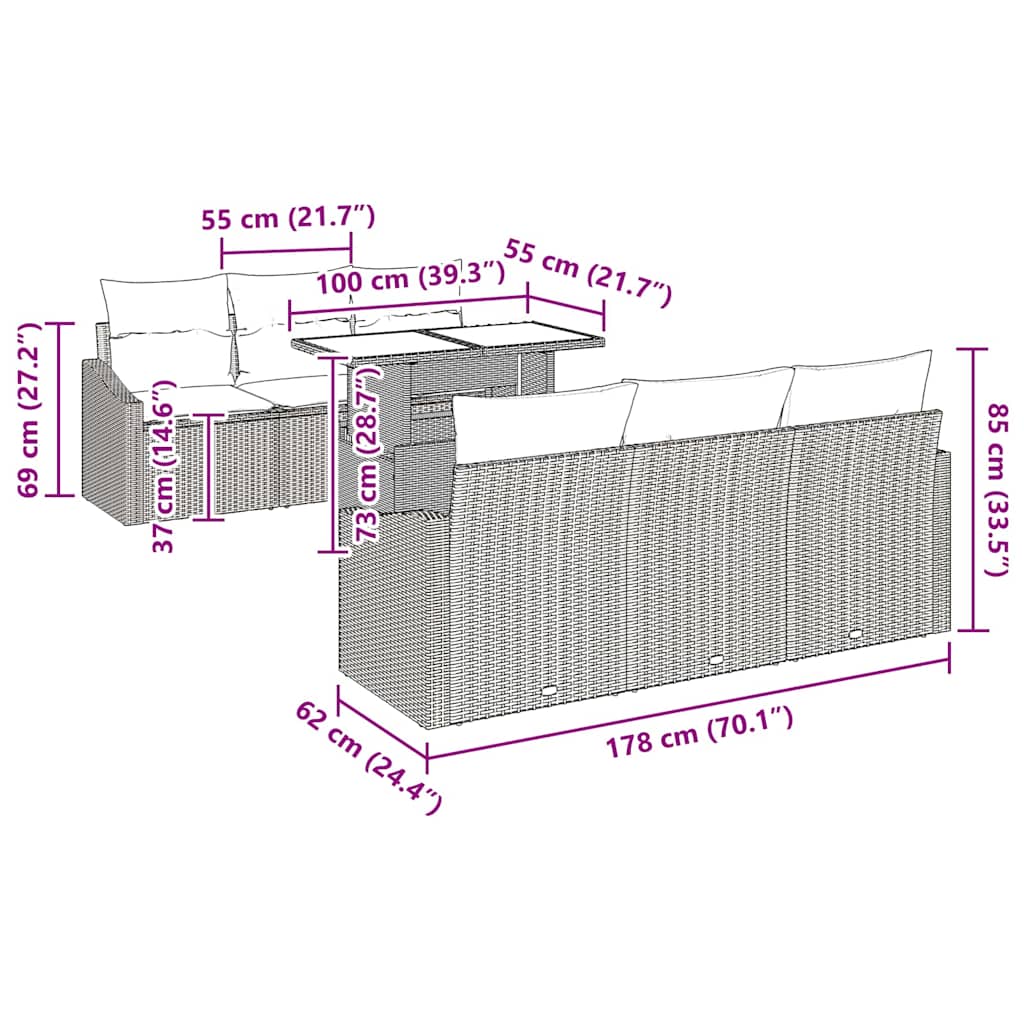 8721158990433_wbg-siz_en_hd_1 vidaXL Garden Sofa Set with Cushion 7 pcs Black 100 x 55 x 73 cm - Image 10