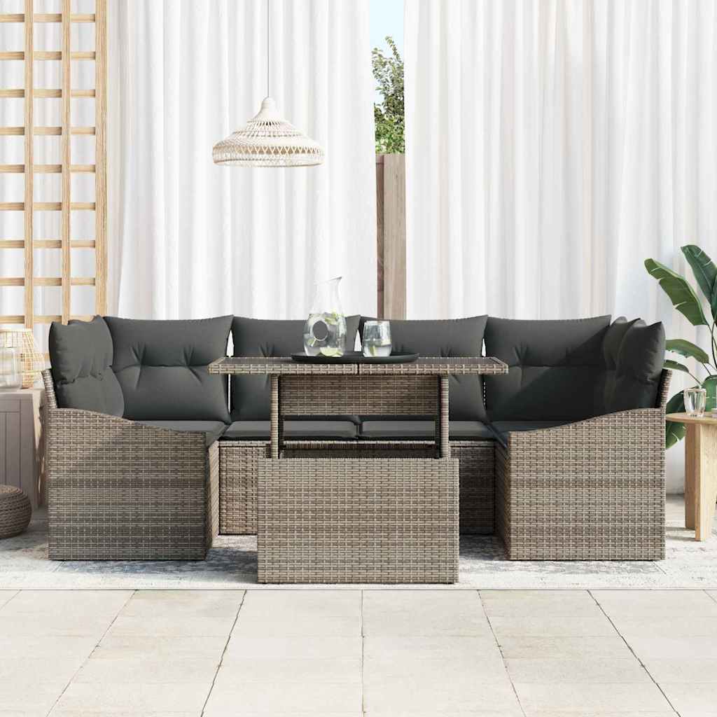 8721158990495_mo-im_en_hd_2 vidaXL Garden Sofa Set with Cushion 7 pcs Grey 100 x 55 x 73 cm - Image 3