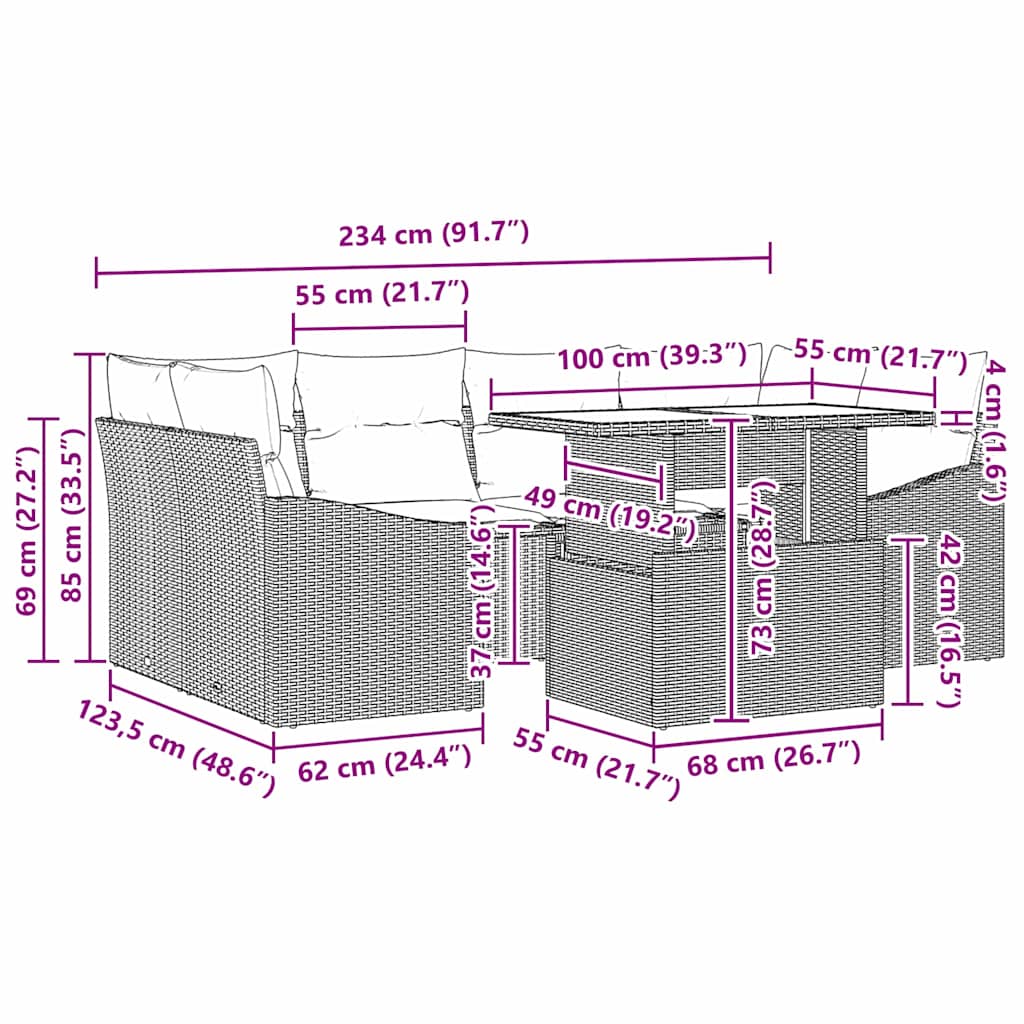 8721158990532_wbg-siz_en_hd_1 vidaXL Garden Sofa Set with Cushion 7 pcs Black 100 x 55 x 73 cm - Image 11