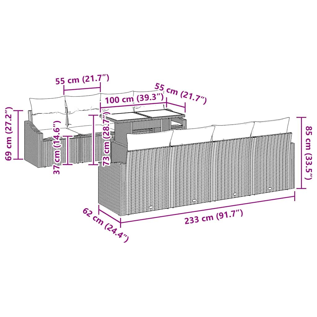 8721158990839_wbg-siz_en_hd_1 vidaXL Garden Sofa Set with Cushion 7 pcs Black 100 x 55 x 73 cm - Image 10