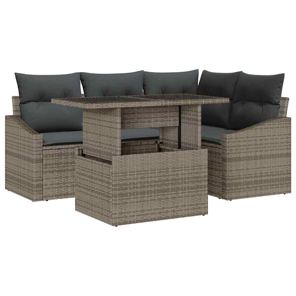 8721158991096_wbg-an-m_en_hd_5 vidaXL Garden Sofa Set with Cushion 5 pcs Grey 100 x 55 x 73 cm - Image 2