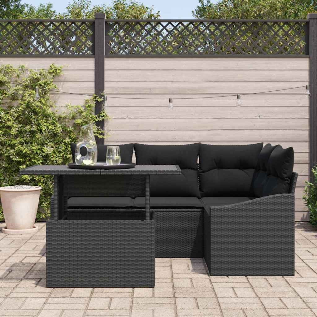 8721158991133_mo-im_en_hd_2 vidaXL Garden Sofa Set with Cushion 5 pcs Black 100 x 55 x 73 cm - Image 3