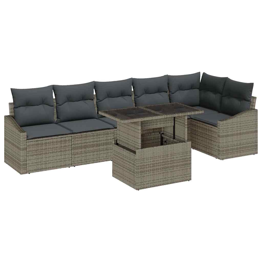 8721158991294_wbg-an-m_en_hd_5 vidaXL Garden Sofa Set with Cushion 7 pcs Grey 100 x 55 x 73 cm - Image 2