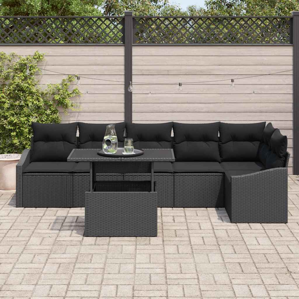 8721158991331_mo-im_en_hd_2 vidaXL Garden Sofa Set with Cushion 7 pcs Black 100 x 55 x 73 cm - Image 3