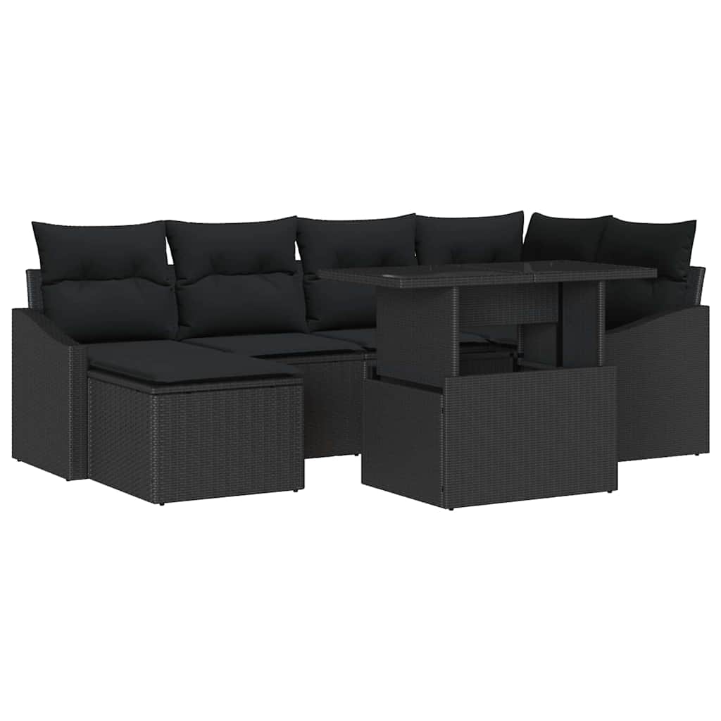 8721158991539_wbg-an-m_en_hd_6 vidaXL Garden Sofa Set 7 pcs Black Poly rattan, powder-coated steel - Image 2