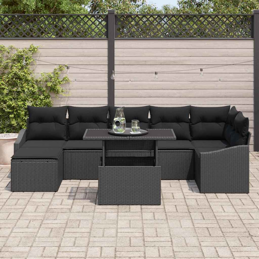 8721158991638_mo-im_en_hd_2 vidaXL Garden Sofa Set with Cushion 8 pcs Black - Image 3