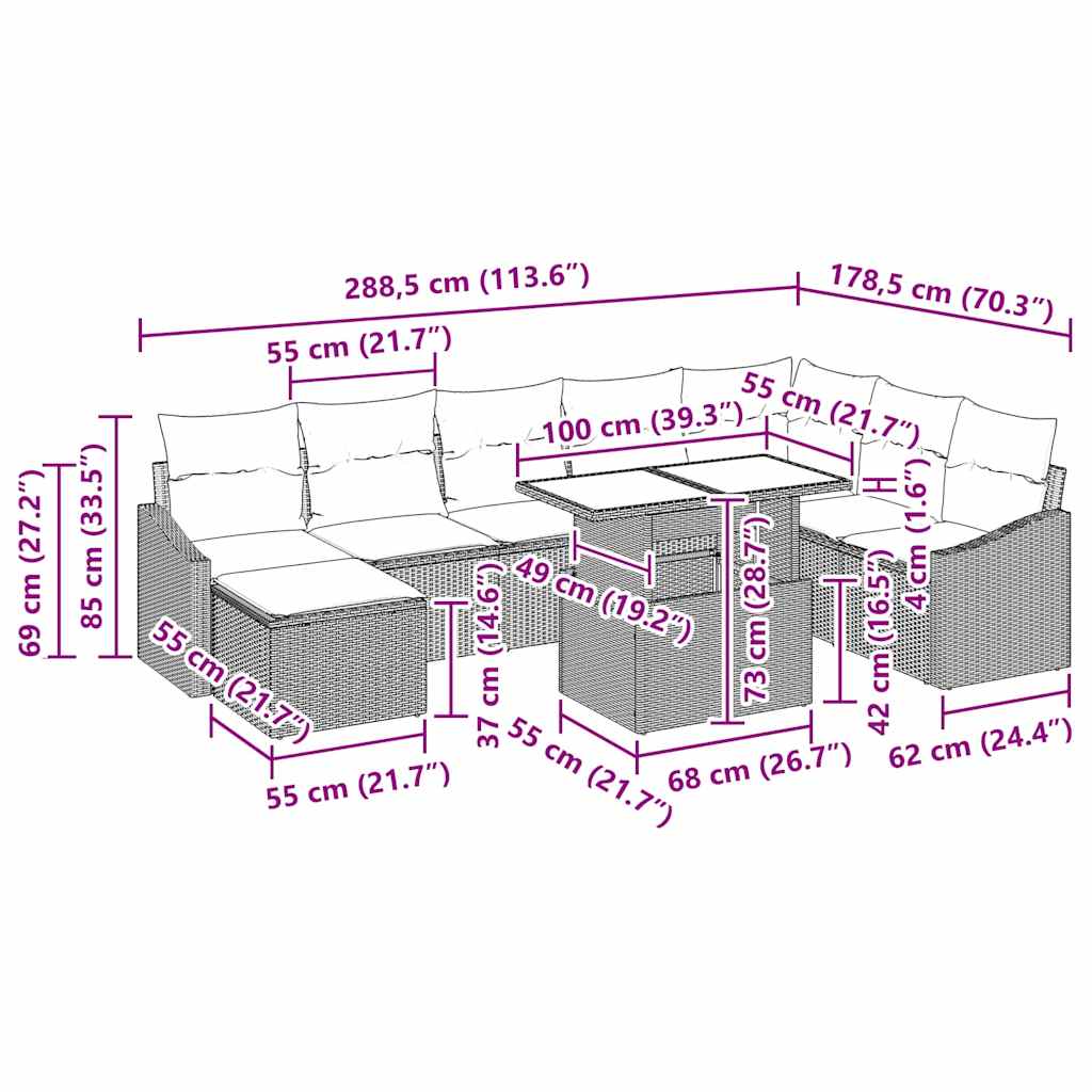 8721158991690_wbg-siz_en_hd_1 vidaXL Garden Sofa Set 9 pcs Grey Poly rattan, powder-coated steel - Image 12