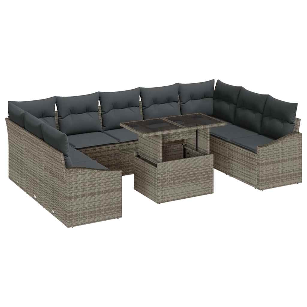 8721158991799_wbg-an-m_en_hd_5 vidaXL Garden Sofa Set with Cushion 10 pcs Grey 100 x 55 x 73 cm - Image 2