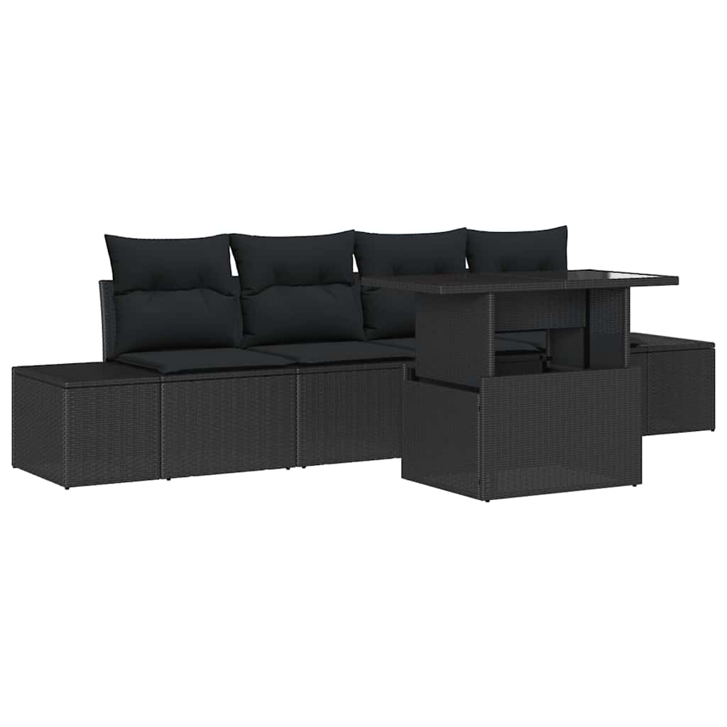 8721158992031_wbg-an-m_en_hd_4 vidaXL Garden Sofa Set with Cushion 5 pcs Black 100 x 55 x 73 cm - Image 2
