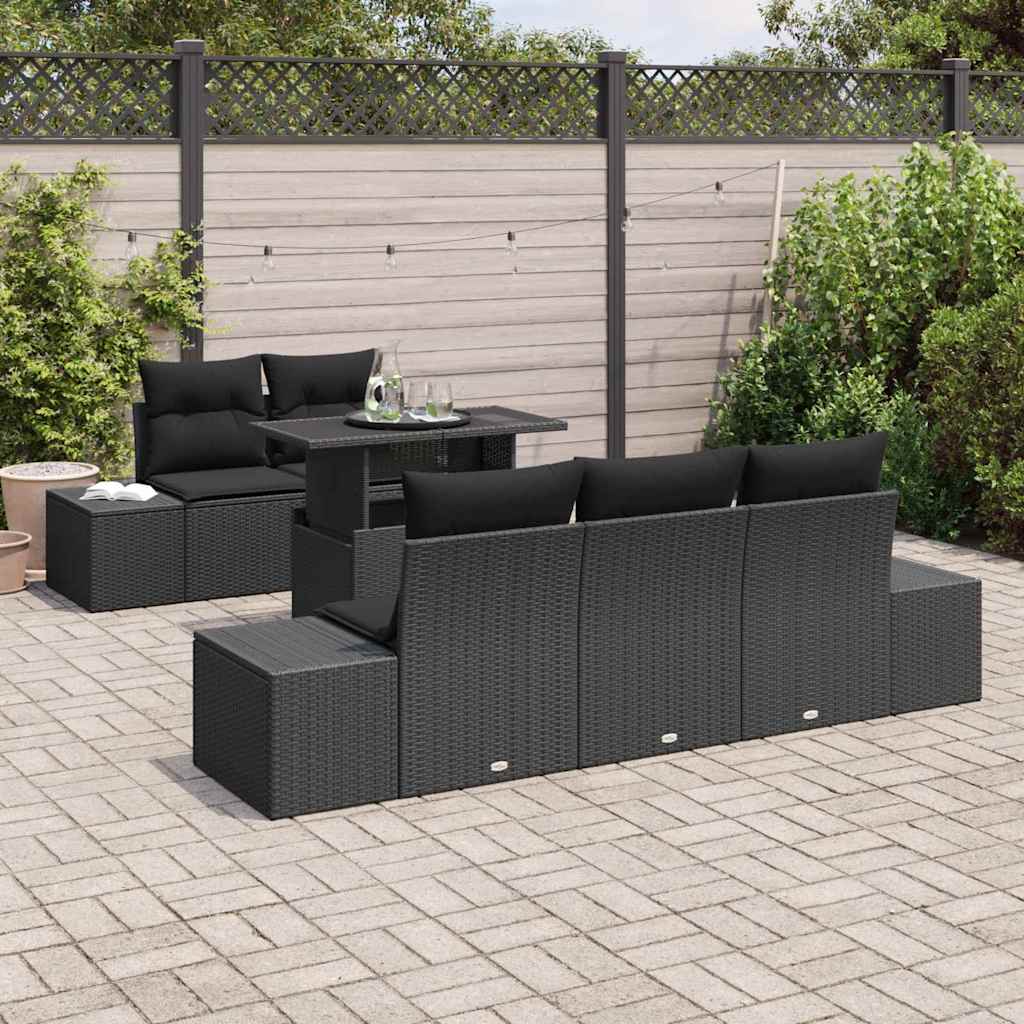 8721158992130_mo-im_en_hd_2 vidaXL Garden Sofa Set with Cushion 6 pcs Black 100 x 55 x 73 cm - Image 3