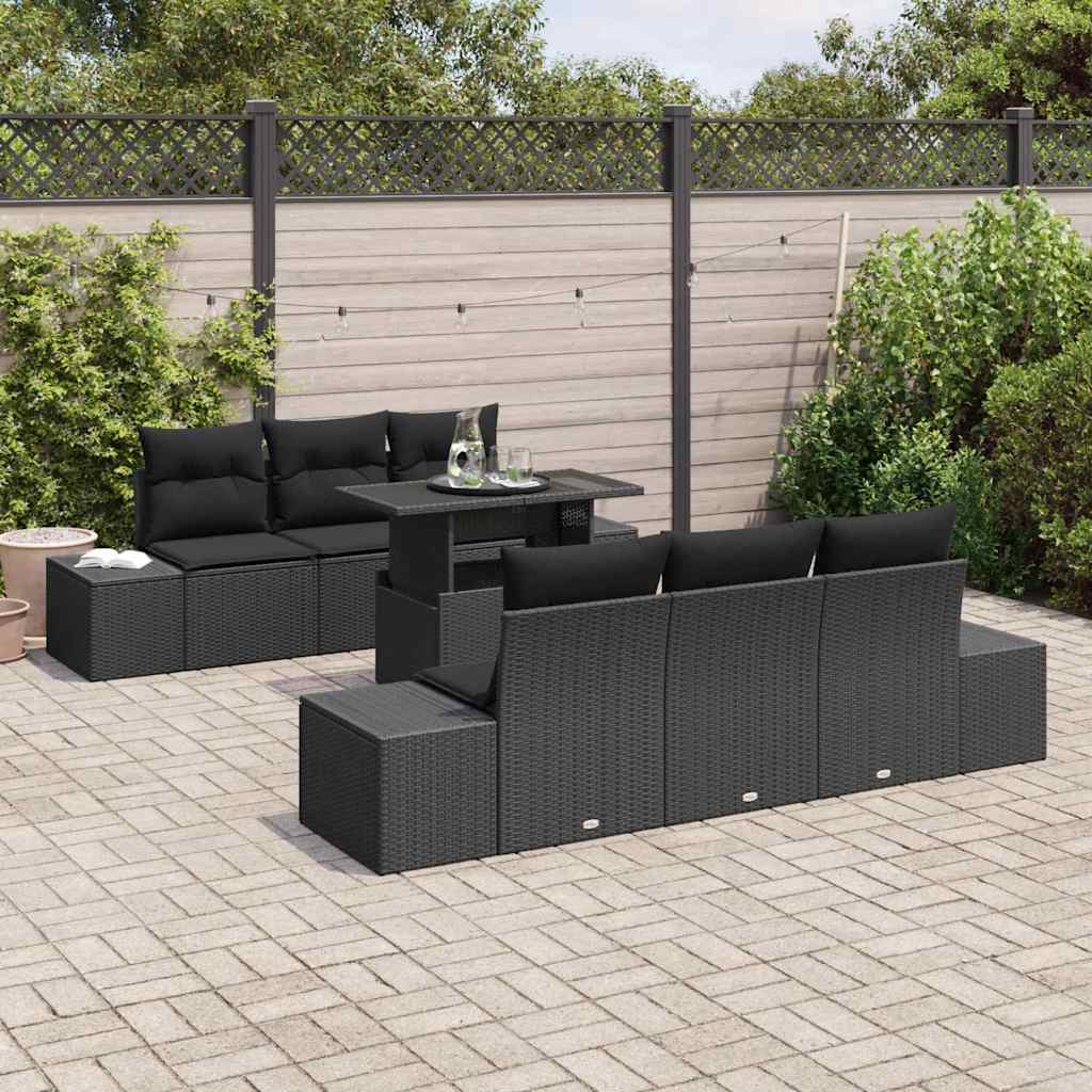 8721158992239_mo-im_en_hd_2 vidaXL Garden Sofa Set with Cushion 7 pcs Black 100 x 55 x 73 cm - Image 3
