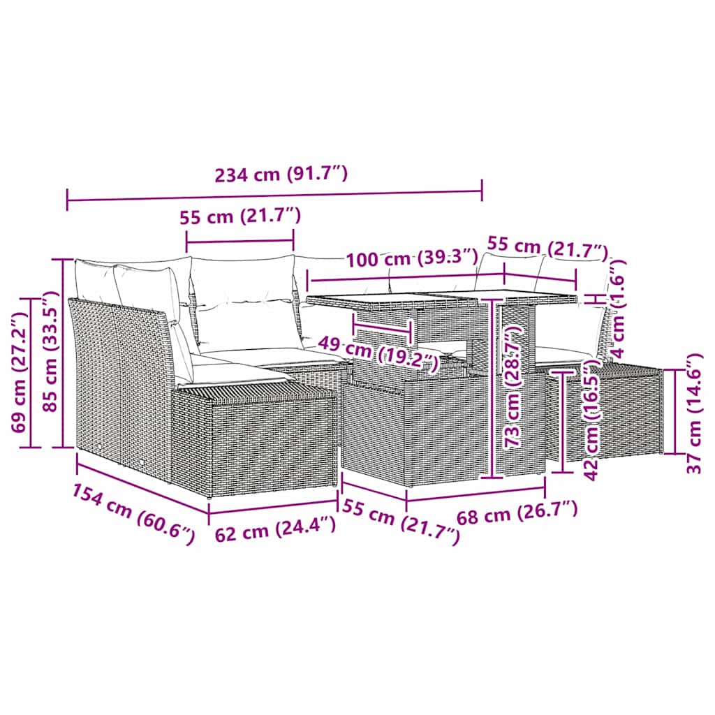 8721158992338_wbg-siz_en_hd_1 vidaXL Garden Sofa Set with Cushion 7 pcs Black 100 x 55 x 73 cm - Image 11