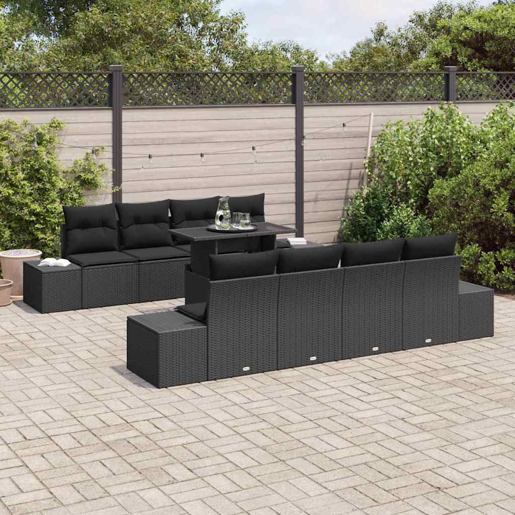 8721158992635_mo-im_en_hd_2 vidaXL Garden Sofa Set with Cushion 7 pcs Black 100 x 55 x 73 cm - Image 3