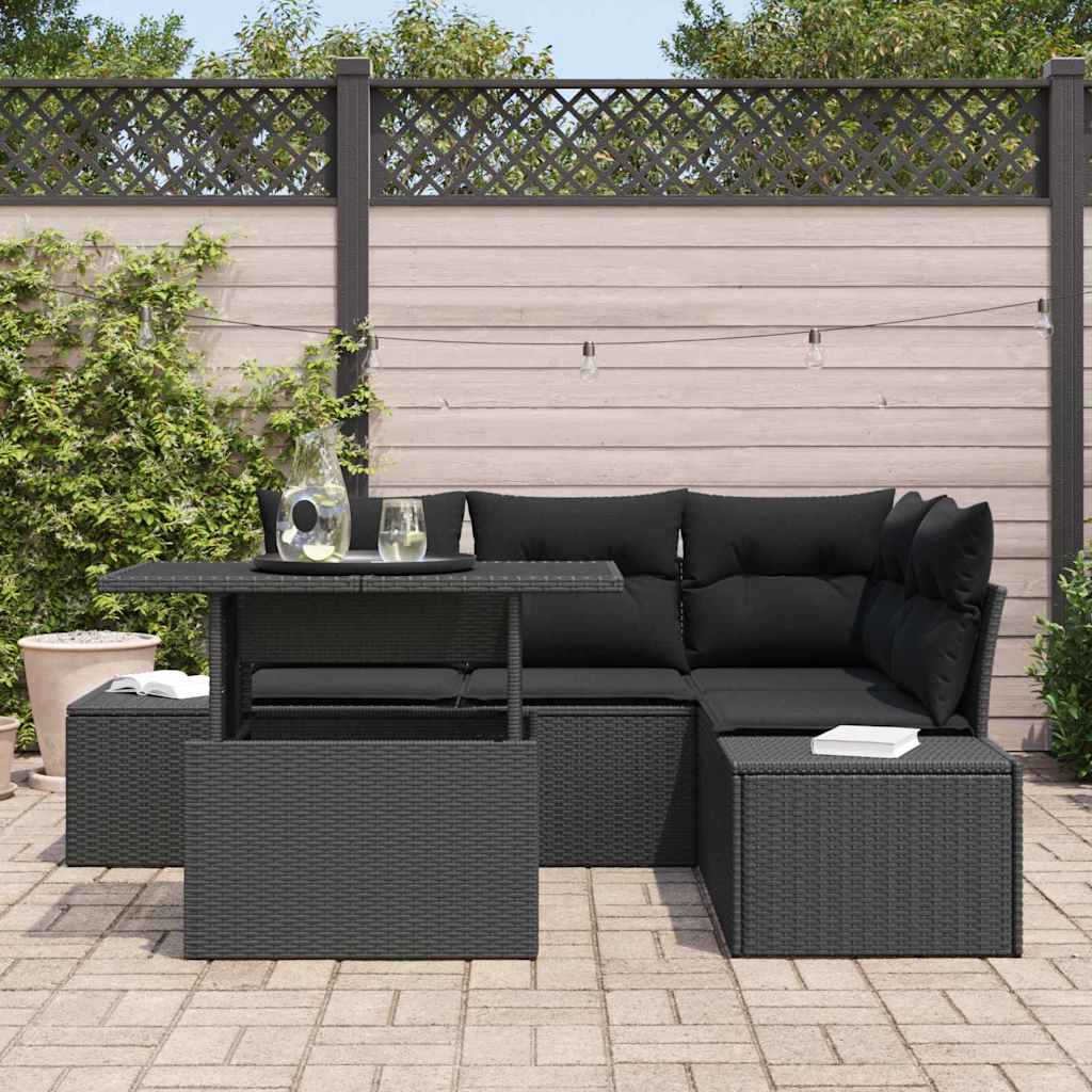 8721158992932_mo-im_en_hd_2 vidaXL Garden Sofa Set with Cushion 5 pcs Black 100 x 55 x 73 cm - Image 3