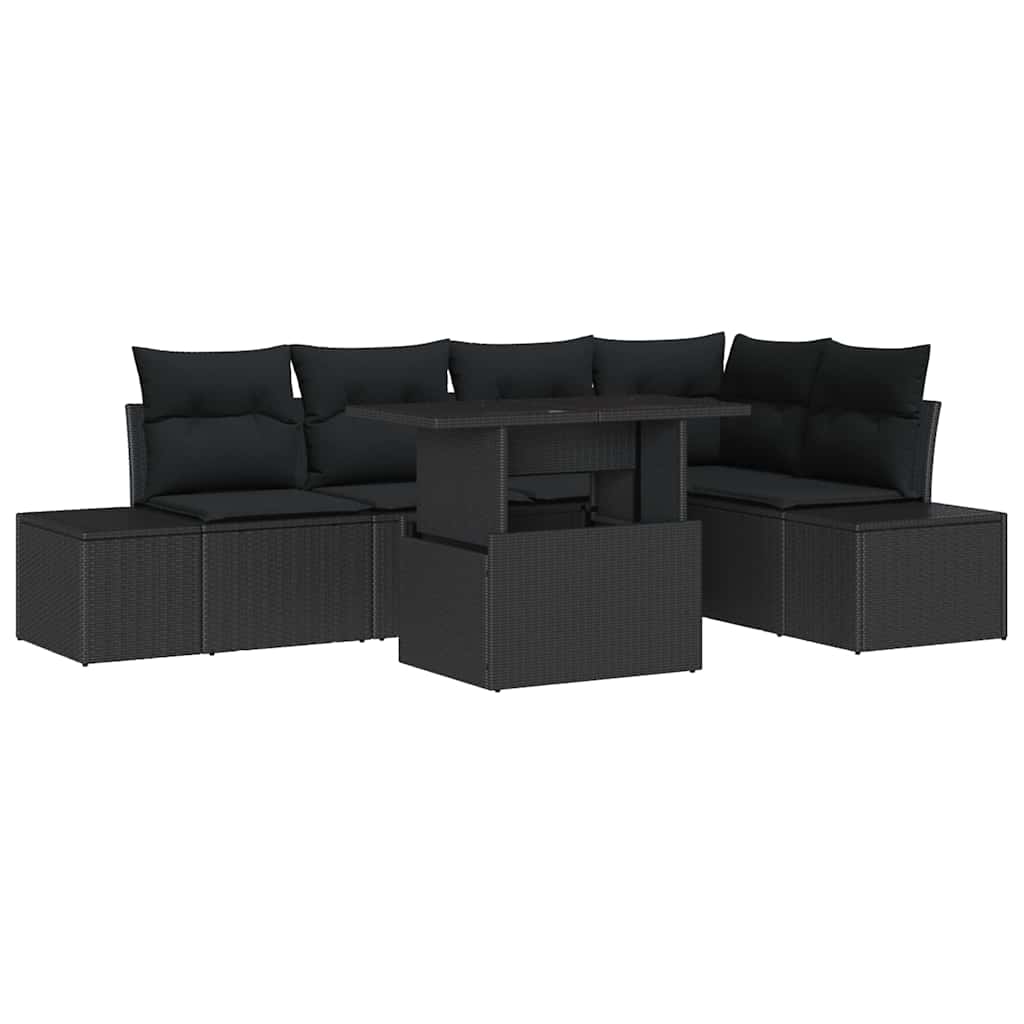 8721158993038_wbg-an-m_en_hd_5 vidaXL Garden Sofa Set with Cushion 6 pcs Black Poly rattan - Image 2