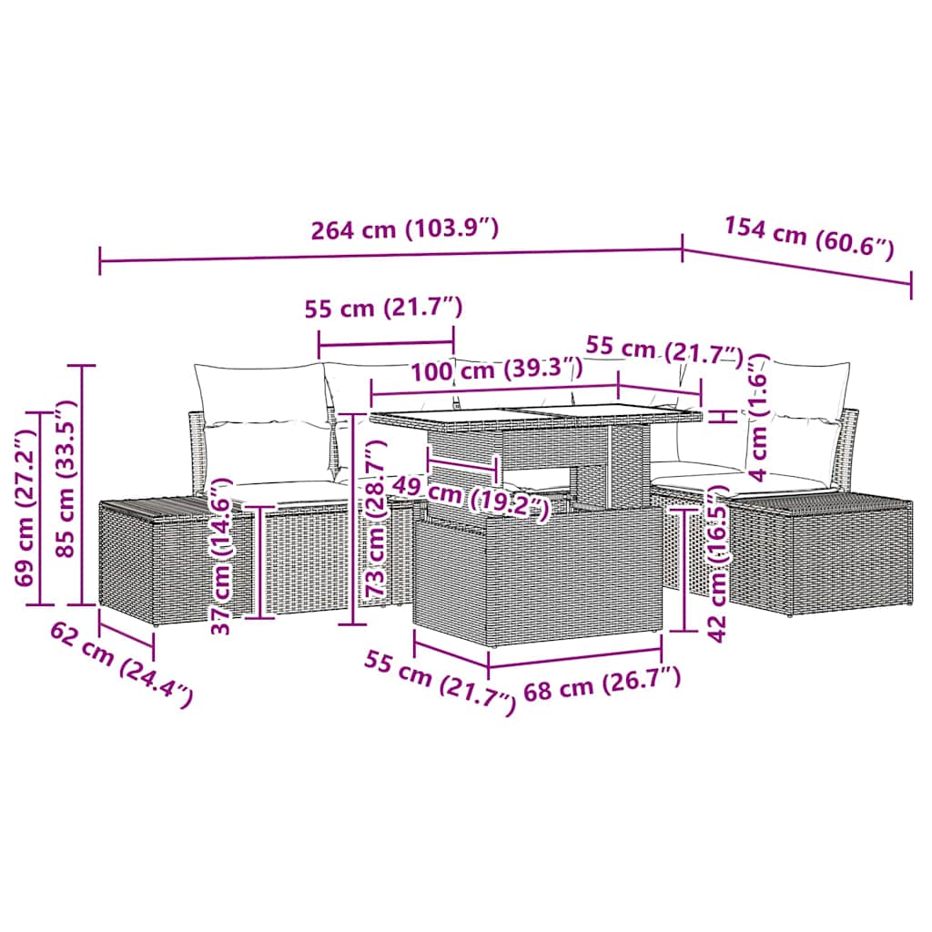 8721158993038_wbg-siz_en_hd_1 vidaXL Garden Sofa Set with Cushion 6 pcs Black Poly rattan - Image 11