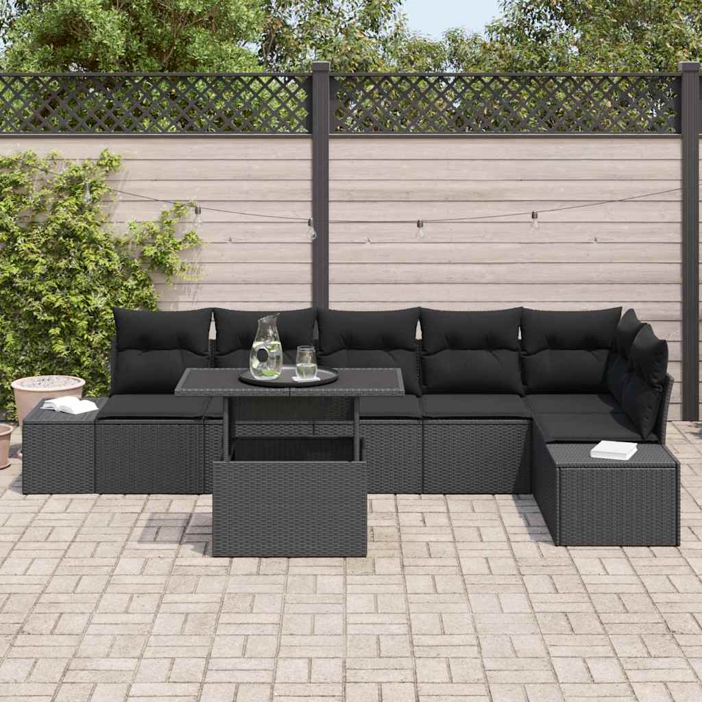 8721158993137_mo-im_en_hd_2 vidaXL Garden Sofa Set with Cushion 7 pcs Black 100 x 55 x 73 cm - Image 3