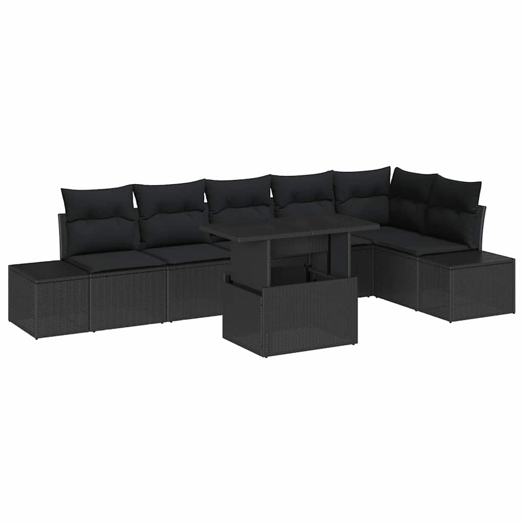 8721158993137_wbg-an-m_en_hd_5 vidaXL Garden Sofa Set with Cushion 7 pcs Black 100 x 55 x 73 cm - Image 2
