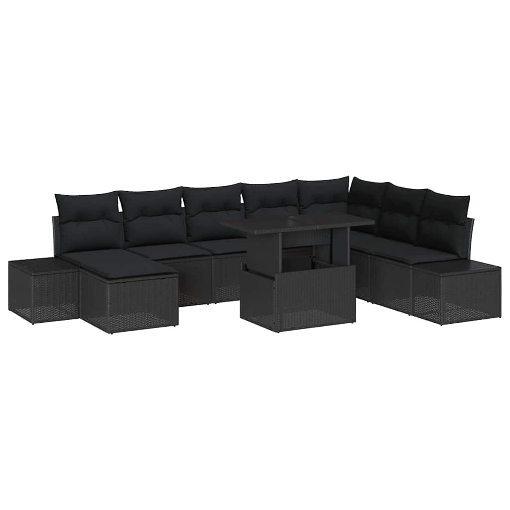 8721158993533_wbg-an-m_en_hd_6 vidaXL Garden Sofa Set 9 pcs Black Poly rattan and powder-coated steel - Image 2