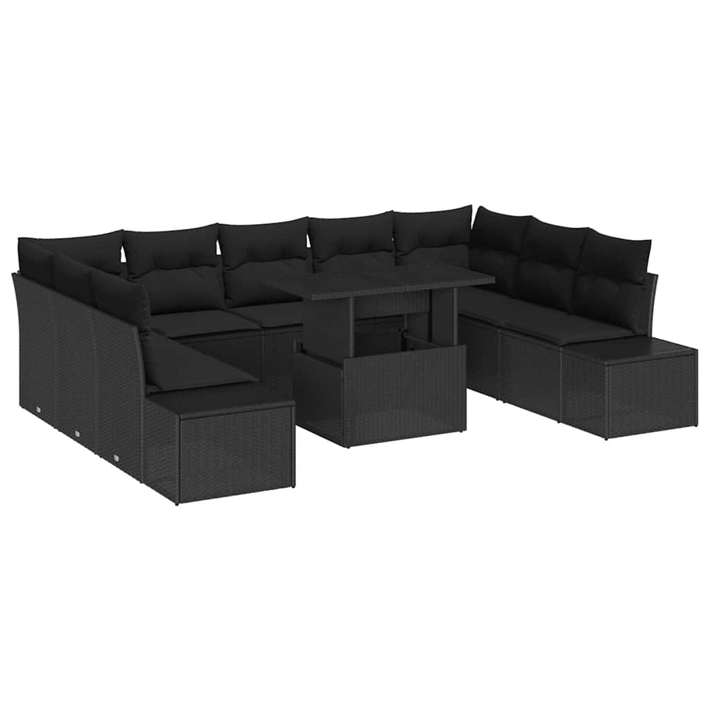 8721158993632_wbg-an-m_en_hd_5 vidaXL Garden Sofa Set with Cushion 10 pcs Black 100 x 55 x 73 cm - Image 2
