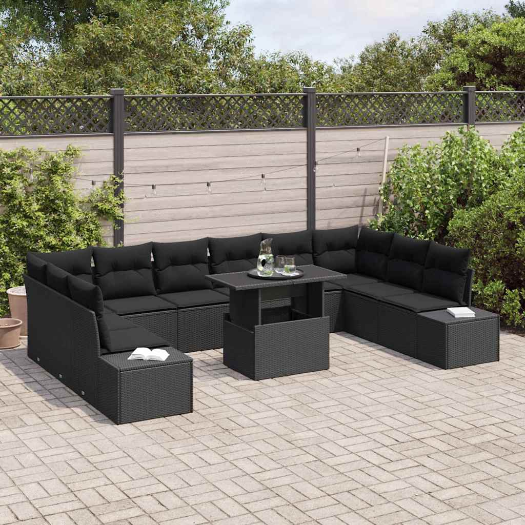 8721158993731_mo-im_en_hd_2 vidaXL Garden Sofa Set with Cushion 11 pcs Black 100 x 55 x 73 cm - Image 3