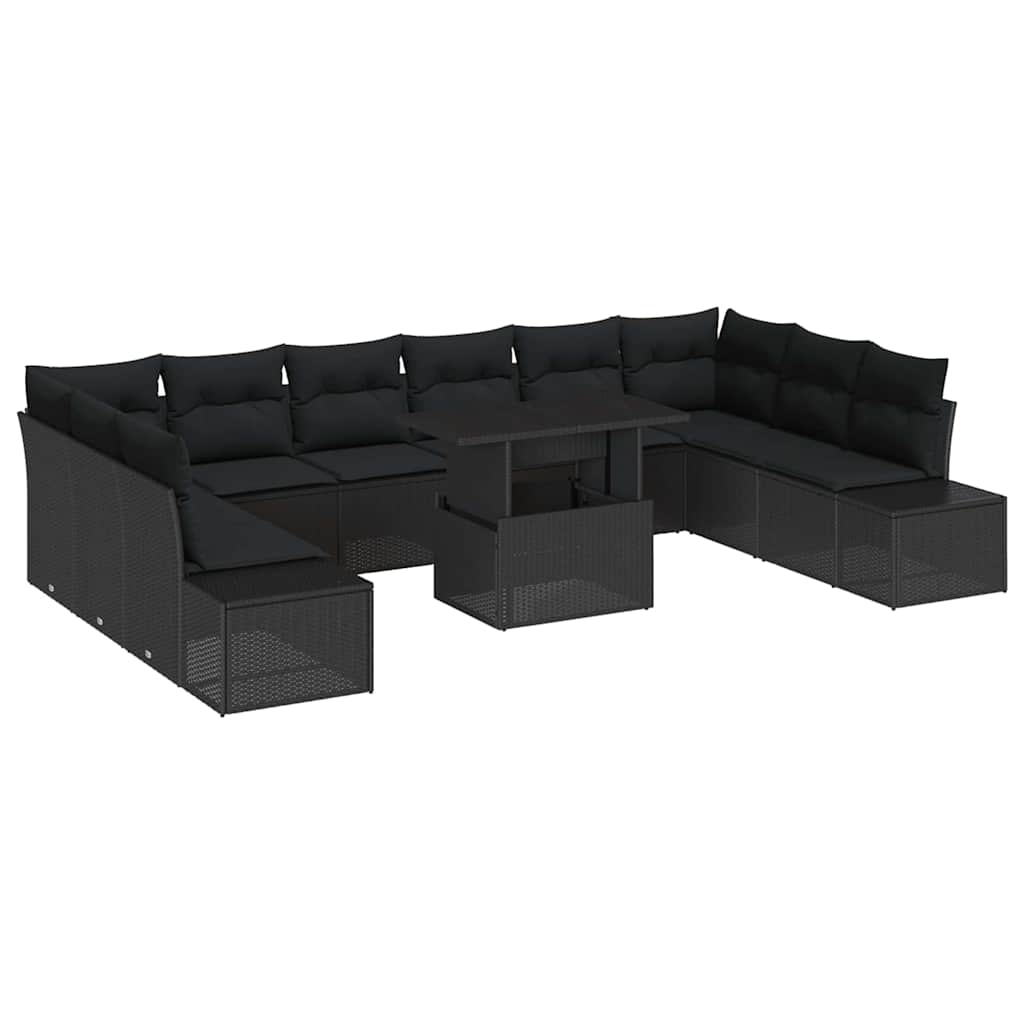 8721158993731_wbg-an-m_en_hd_5 vidaXL Garden Sofa Set with Cushion 11 pcs Black 100 x 55 x 73 cm - Image 2