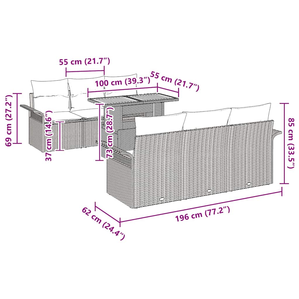 8721158993953_wbg-siz_en_hd_1 vidaXL Garden Sofa Set with Cushion 7 pcs Black 100 x 55 x 73 cm - Image 10