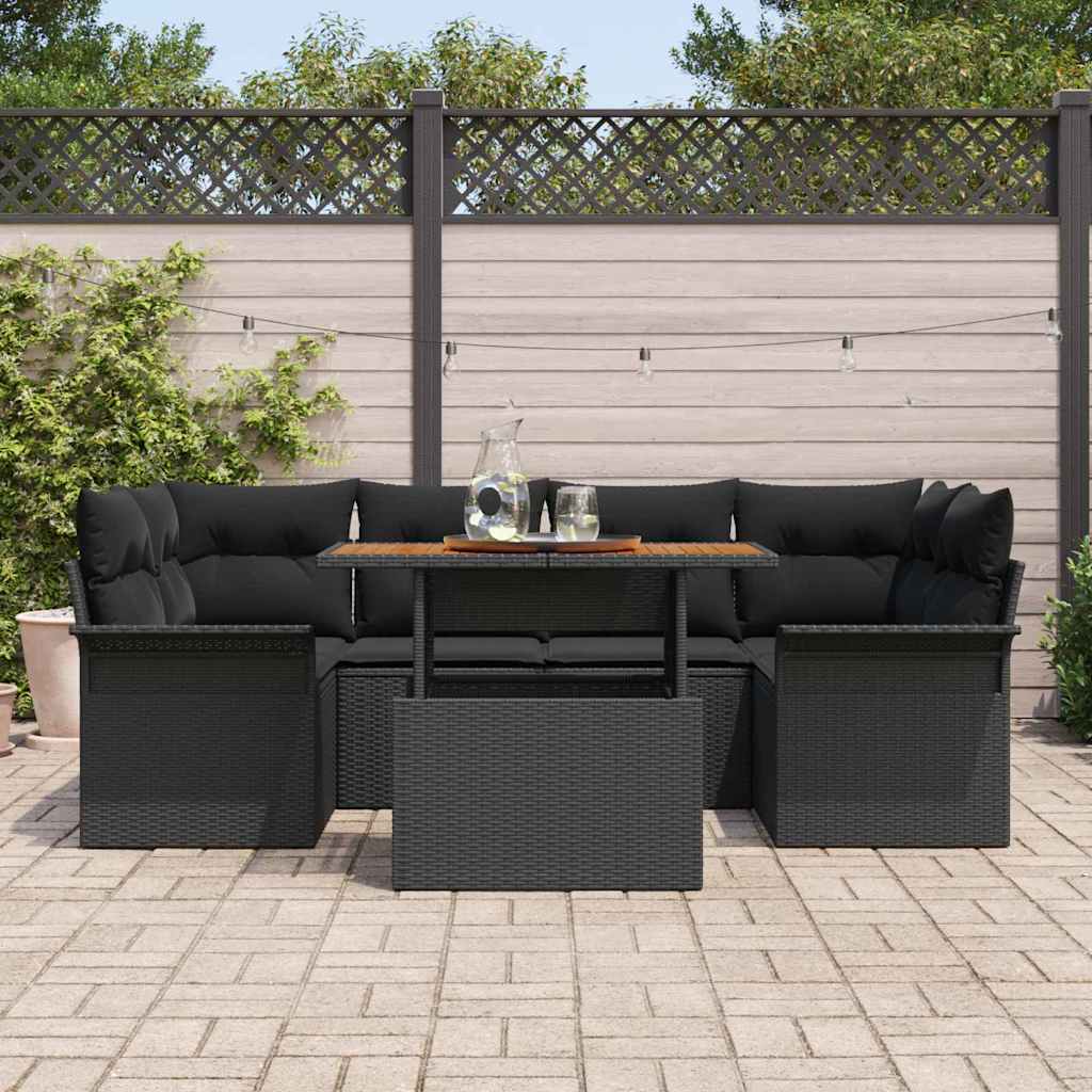8721158994028_mo-im_en_hd_2 vidaXL Garden Sofa Set with Cushion 7 pcs Black 100 x 55 x 73 cm - Image 3