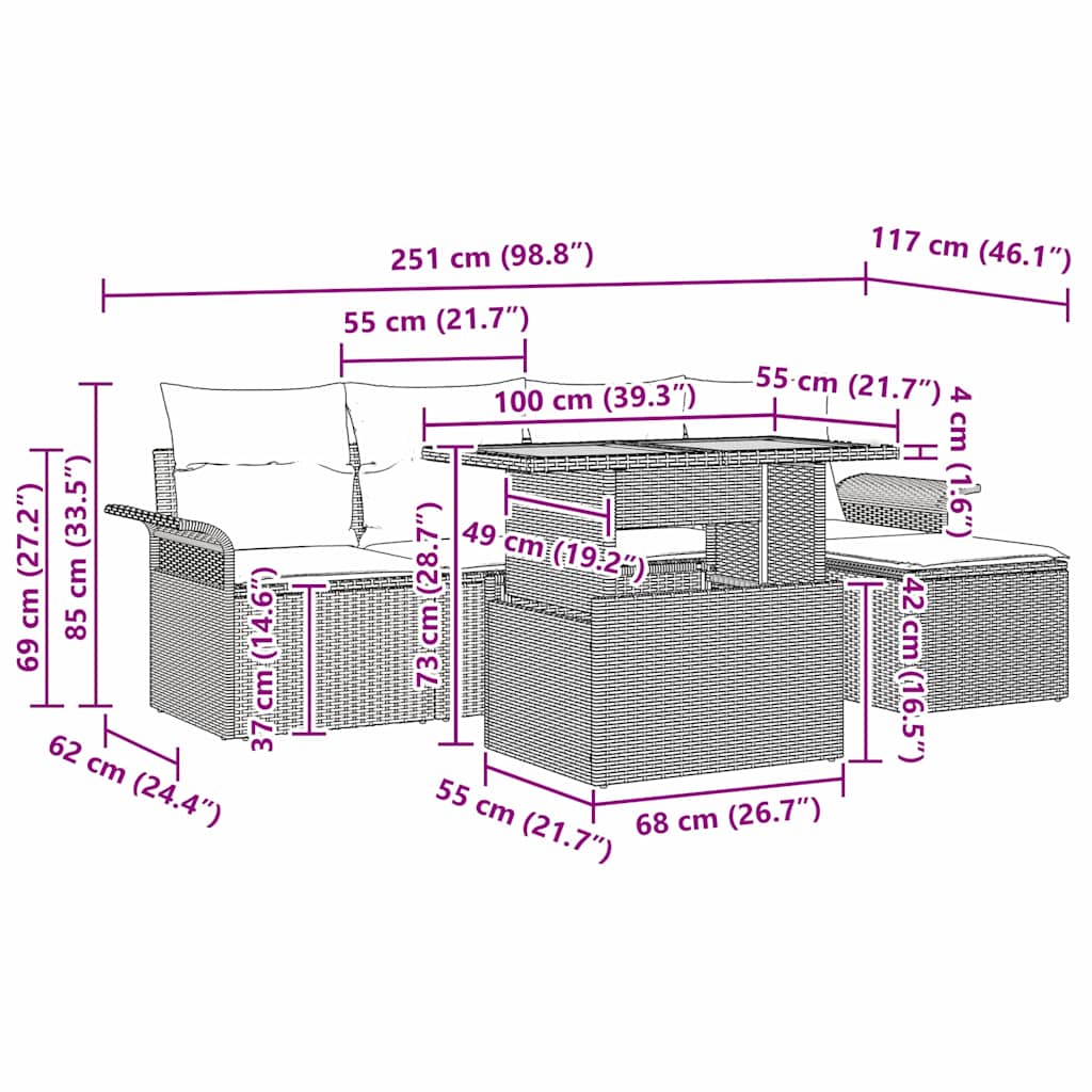 8721158994349_wbg-siz_en_hd_1 vidaXL Garden Sofa Set with Cushion 6 pcs Grey - Image 11