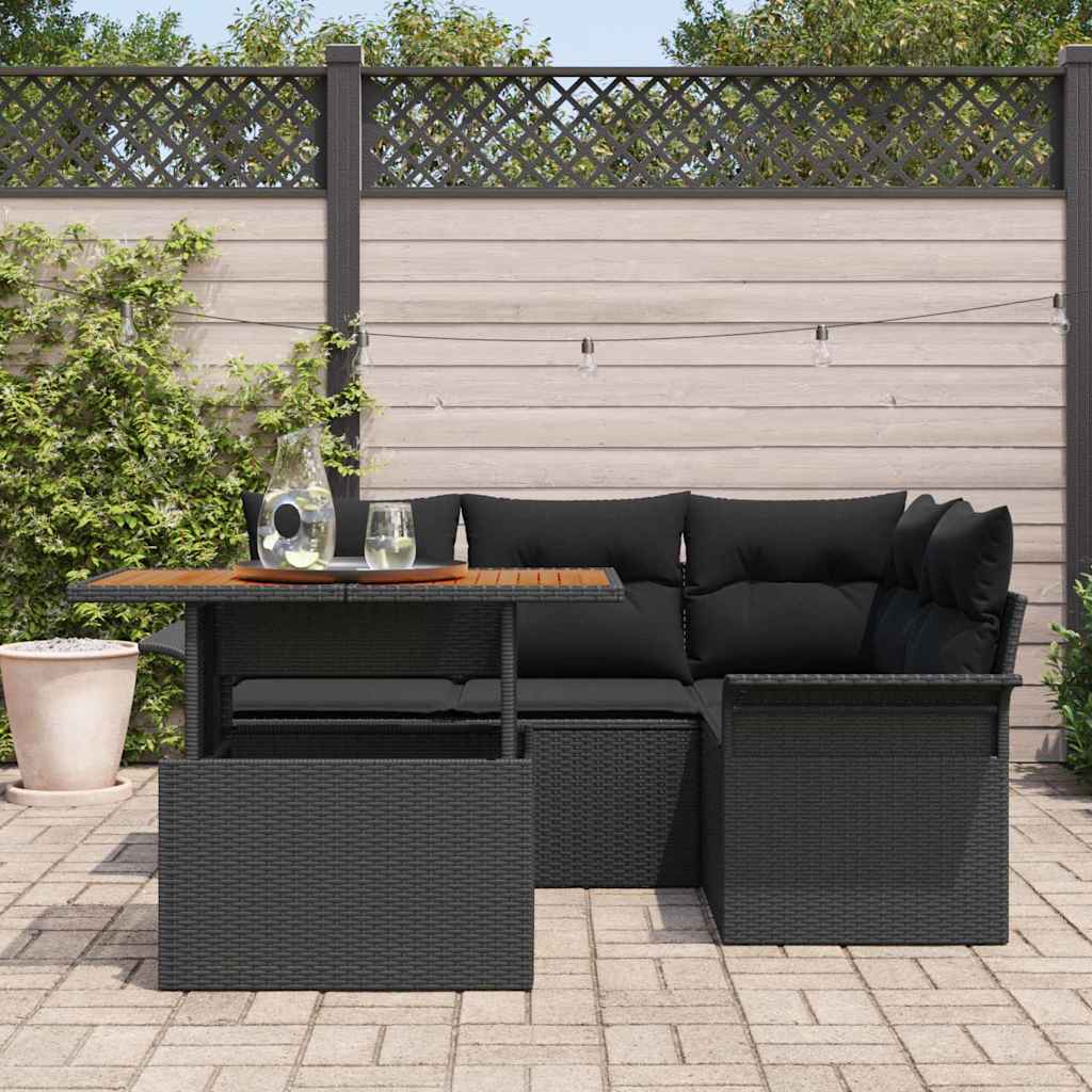 8721158994448_mo-im_en_hd_2 vidaXL Garden Sofa Set with Cushion 5 pcs Black 100 x 55 x 73 cm - Image 3