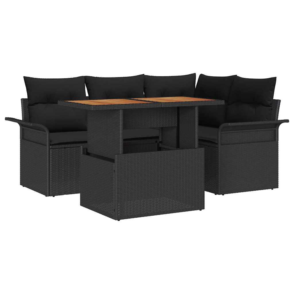 8721158994448_wbg-an-m_en_hd_5 vidaXL Garden Sofa Set with Cushion 5 pcs Black 100 x 55 x 73 cm - Image 2
