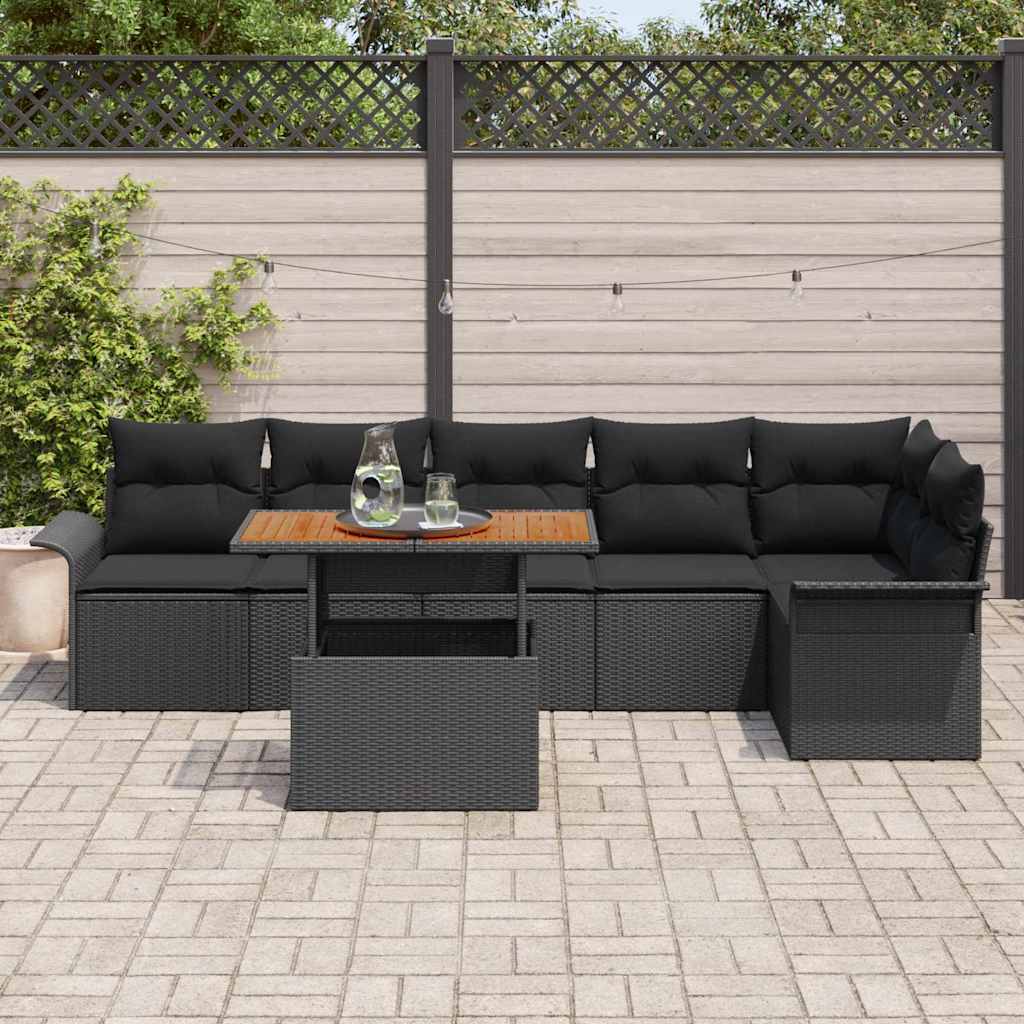 8721158994585_mo-im_en_hd_2 vidaXL Garden Sofa Set with Cushion 7 pcs Black 100 x 55 x 73 cm - Image 3