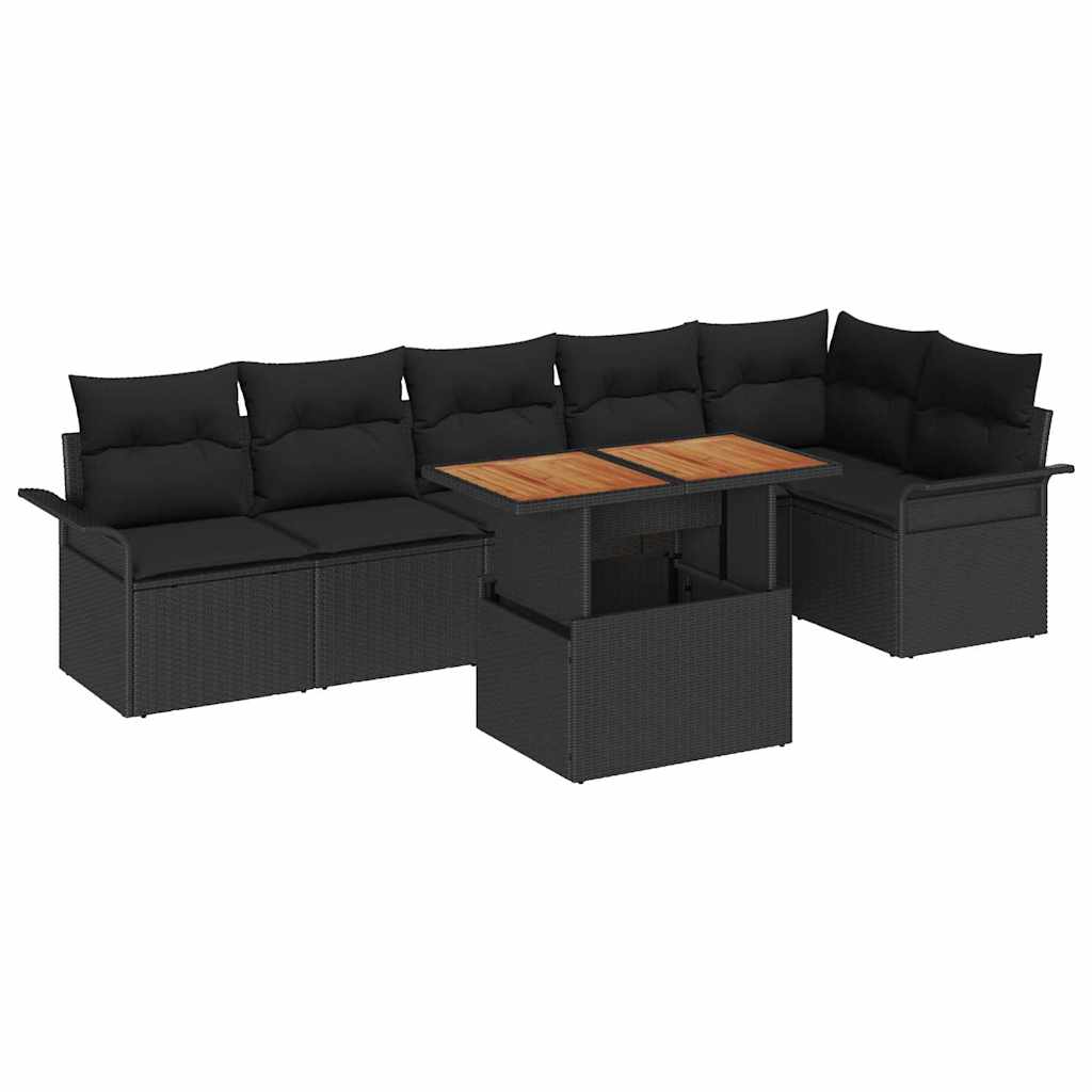 8721158994585_wbg-an-m_en_hd_5 vidaXL Garden Sofa Set with Cushion 7 pcs Black 100 x 55 x 73 cm - Image 2