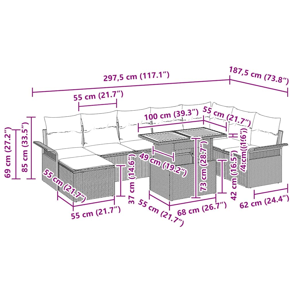 8721158994868_wbg-siz_en_hd_1 vidaXL Garden Sofa Set 9 pcs Black Poly rattan, powder-coated steel - Image 12